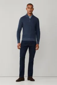 Sveter Hackett London Honeycomb Stitch Hzip Dark Denim Blue