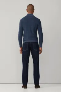 Sveter Hackett London Honeycomb Stitch Hzip Dark Denim Blue