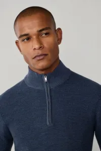 Sveter Hackett London Honeycomb Stitch Hzip Dark Denim Blue