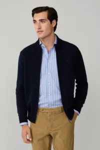 Sveter Hackett London Lambswool Fzip Midnight Blue