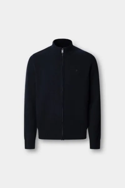 Sveter Hackett London Lambswool Fzip Midnight Blue