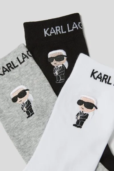 Ponožky Karl Lagerfeld Ikon Socks Black/White/Grey