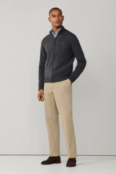 Sveter Hackett London Lambswool Fzip Charcoal Grey