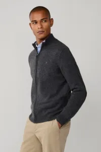 Sveter Hackett London Lambswool Fzip Charcoal Grey