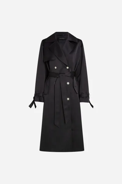 Kabát Karl Lagerfeld Fluid Trench Coat Black