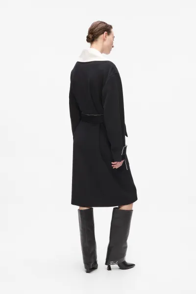 Kabát Karl Lagerfeld Soft Wool Coat White/Black