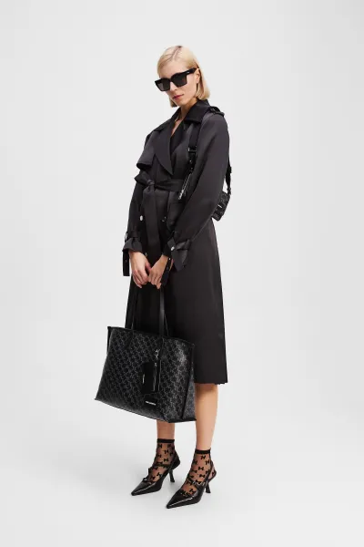 Kabát Karl Lagerfeld Fluid Trench Coat Black