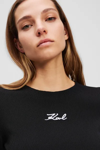 Sveter Karl Lagerfeld Lslv Ribbed Mock Neck Black