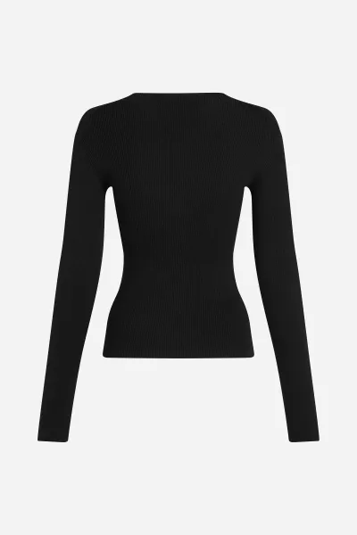 Sveter Karl Lagerfeld Lslv Ribbed Mock Neck Black