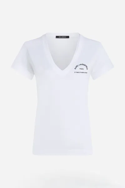 Tričko Karl Lagerfeld Rsg V-Neck T-Shirt White