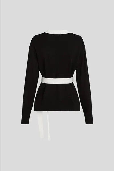 Sveter Karl Lagerfeld Autograph Contrast Cardigan Black/White