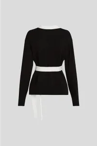 Sveter Karl Lagerfeld Autograph Contrast Cardigan Black/White