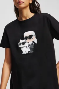 Bavlnená nočná košeľa Karl Lagerfeld IKON čierna farba, bavlnené, A3W45007