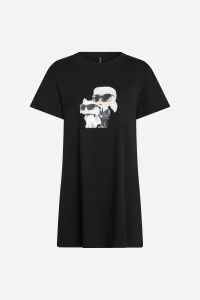 Bavlnená nočná košeľa Karl Lagerfeld IKON čierna farba, bavlnené, A3W45007