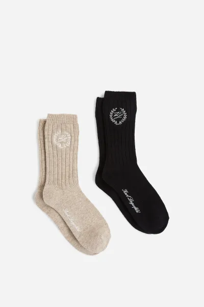 Ponožky Karl Lagerfeld K/Hotel Karl Crest Wool Beige/Black