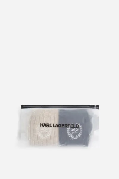 Ponožky Karl Lagerfeld K/Hotel Karl Crest Wool Beige/Black