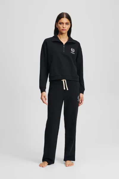 Mikina Karl Lagerfeld Hotel Karl Crest Half Zip Black