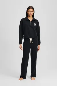Mikina Karl Lagerfeld Hotel Karl Crest Half Zip Black