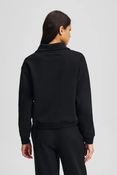 Mikina Karl Lagerfeld Hotel Karl Crest Half Zip Black