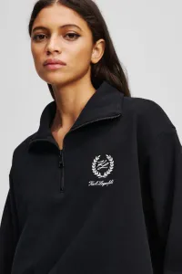 Mikina Karl Lagerfeld Hotel Karl Crest Half Zip Black