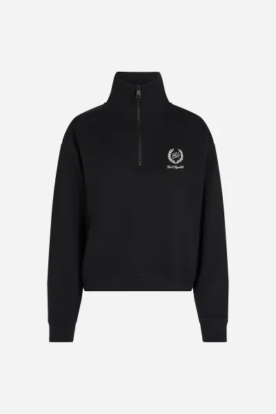Mikina Karl Lagerfeld Hotel Karl Crest Half Zip Black
