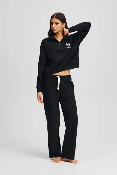 Tepláky Karl Lagerfeld Hotel Karl Crest Straight Leg Black
