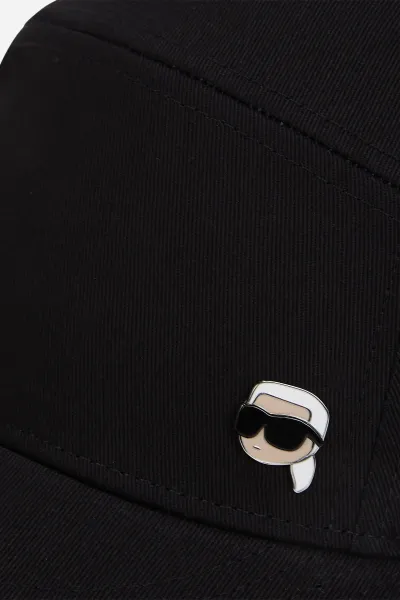 Bavlnená šiltovka Karl Lagerfeld IKON čierna farba, s nášivkou, A3W33056