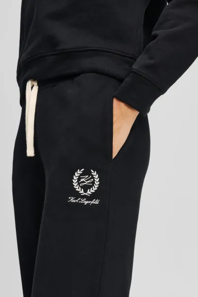 Tepláky Karl Lagerfeld Hotel Karl Crest Straight Leg Black