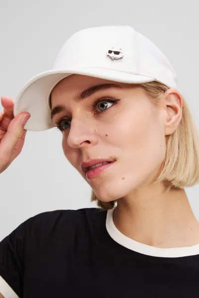 Bavlnená šiltovka Karl Lagerfeld IKON biela farba, jednofarebná, A3W33139