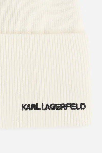 Čiapka s prímesou vlny Karl Lagerfeld IKON béžová farba, A3W33146