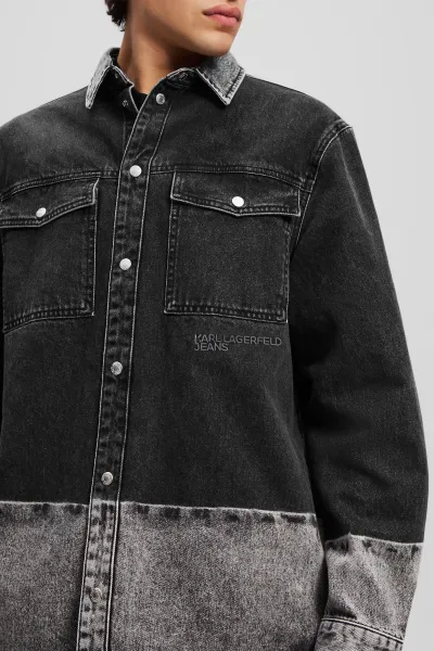 Košeľa Karl Lagerfeld Jeans Klj Ombre Overshirt Washed Black Ombre
