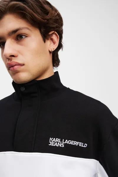 Mikina Karl Lagerfeld Jeans Klj Reg Blocked Half Zip Sweat Black/White