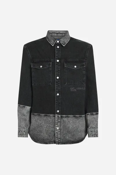 Košeľa Karl Lagerfeld Jeans Klj Ombre Overshirt Washed Black Ombre
