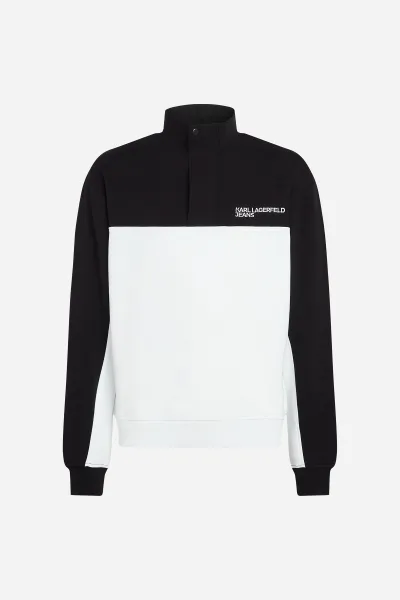 Mikina Karl Lagerfeld Jeans Klj Reg Blocked Half Zip Sweat Black/White