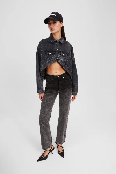 Džínsy Karl Lagerfeld Jeans Klj Hr Straight Ombre Denim Washed Black Ombre