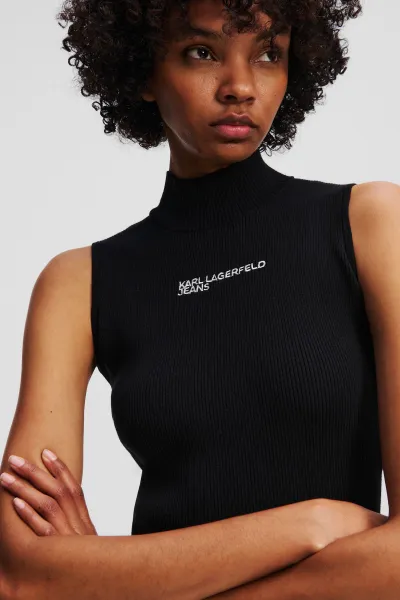 Šaty Karl Lagerfeld Jeans Klj Sless Mock Neck Knit Dress Black