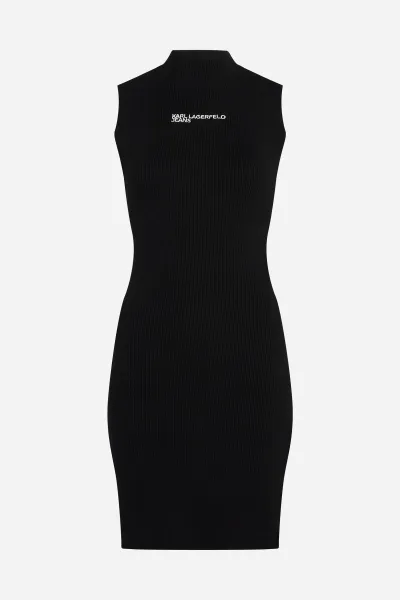 Šaty Karl Lagerfeld Jeans Klj Sless Mock Neck Knit Dress Black