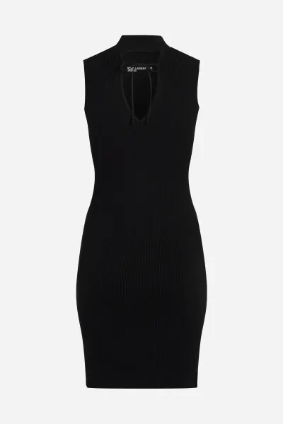 Šaty Karl Lagerfeld Jeans Klj Sless Mock Neck Knit Dress Black
