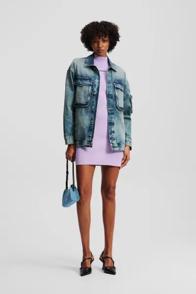 Šaty Karl Lagerfeld Jeans Klj Sless Mock Neck Knit Dress Lavendula