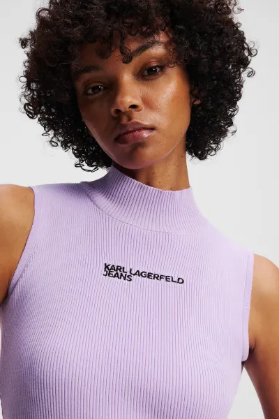 Šaty Karl Lagerfeld Jeans Klj Sless Mock Neck Knit Dress Lavendula
