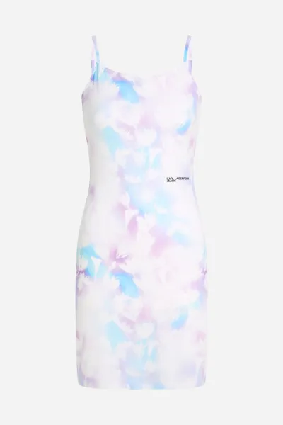 Šaty Karl Lagerfeld Jeans Klj Mesh Aop Slip Dress Floral Aop White