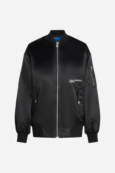 Bunda Karl Lagerfeld Jeans Klj Oversized Satin Bomber Black