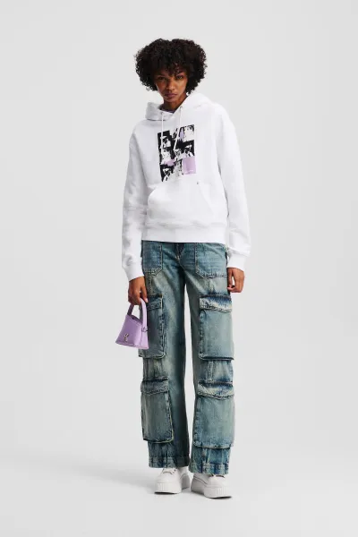 Mikina Karl Lagerfeld Jeans Klj Relax Repeat Karl Hoodie White