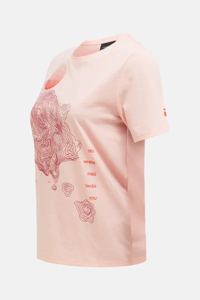 Tričko Peak Performance W Explore Graphic Tee Peach Fuzz