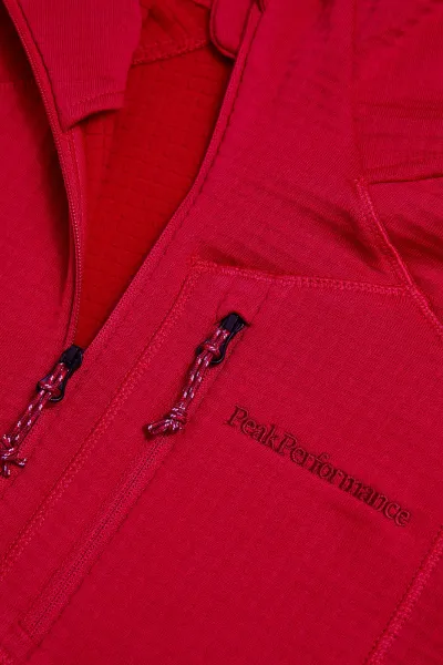 Mikina Peak Performance W Trail Polartec Zip Hood Tech Burgundy