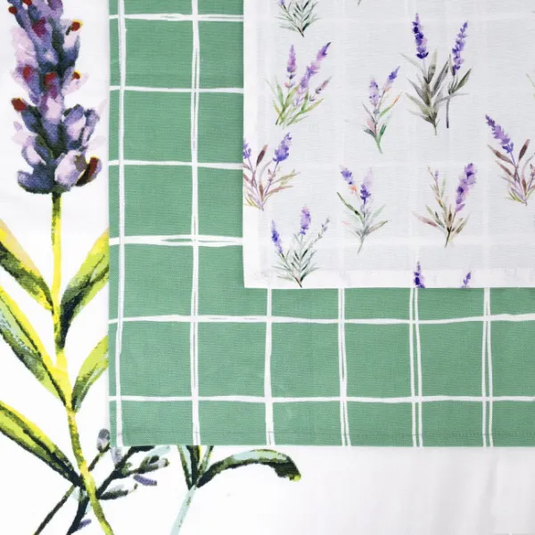 Sada kuchynských utierok LAVENDER naturálna / zelená