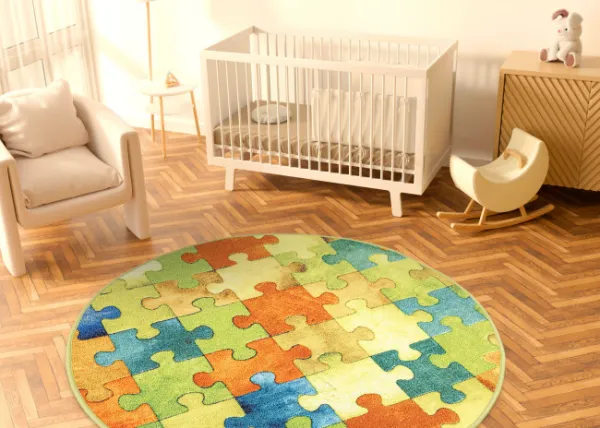 Koberec Puzzle viacfarebný kruh
