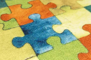 Koberec Puzzle viacfarebný kruh