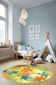 Koberec Puzzle viacfarebný kruh