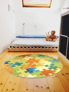 Koberec Puzzle viacfarebný kruh